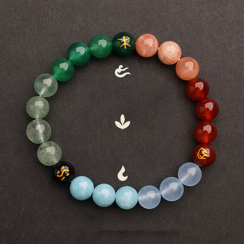 Buddha Stones Pięć Elementów Różnorodny Agat Kryształ Kamień Słońca Bransoletka Mądrości