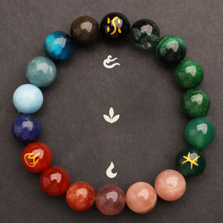 Buddha Stones Pięć Elementów Różnorodny Agat Kryształ Kamień Słońca Bransoletka Mądrości