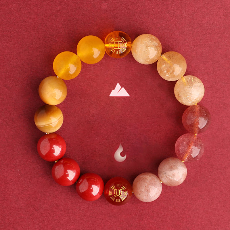 Buddha Stones Bransoletka mądrości z pięciu elementów z różnokolorowego agatu, czarnego onyksu i zielonego chalcedonu z akwamarynem - image 42