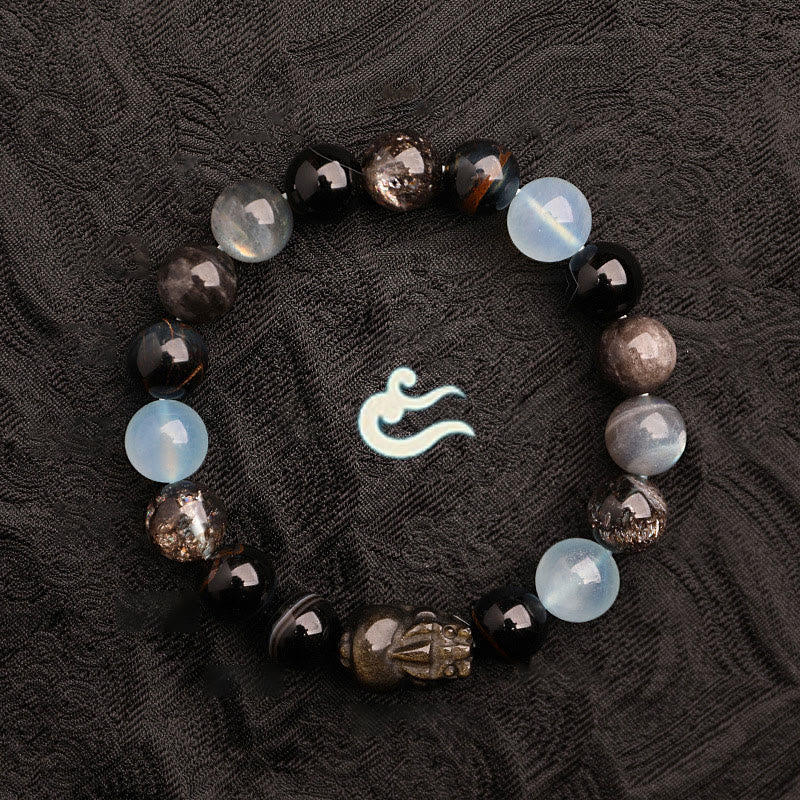 Buddha Stones Bransoletka z agatem, kryształem, zieloną truskawką i kwarcem, zielonym agatem i widmowym szczęściem, Five Elements - image 24