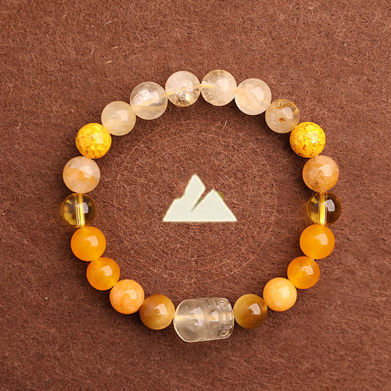 Buddha Stones Bransoletka z agatem, kryształem, zieloną truskawką i kwarcem, zielonym agatem i widmowym szczęściem, Five Elements - image 38