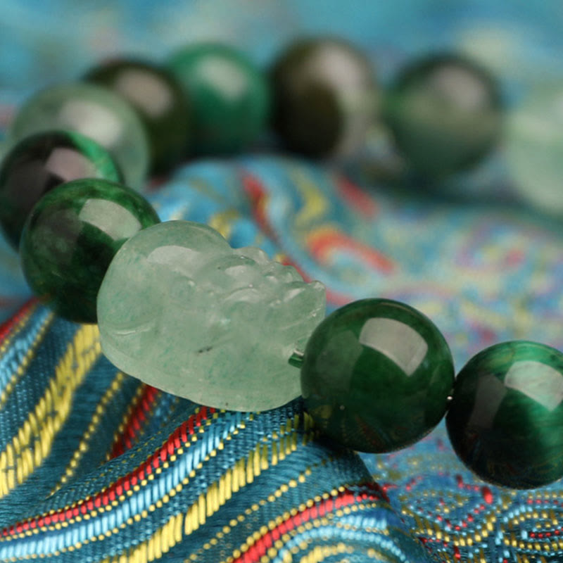 Buddha Stones Bransoletka z agatem, kryształem, zieloną truskawką i kwarcem, zielonym agatem i widmowym szczęściem, Five Elements - image 14
