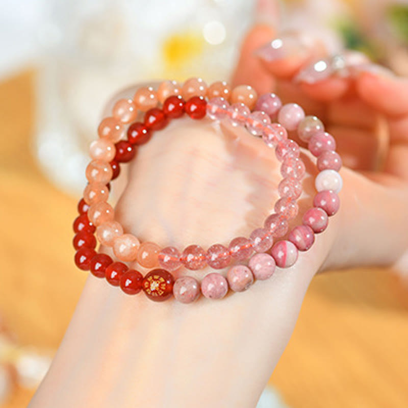 Buddha Stones Pięć Elementów Różny Agat Kryształ Chalcedon Biały Kryształ Biały Agat Bransoletka Szczęścia - image 30