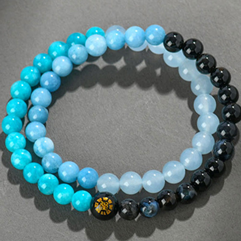 Buddha Stones Pięć Elementów Różny Agat Kryształ Chalcedon Biały Kryształ Biały Agat Bransoletka Szczęścia