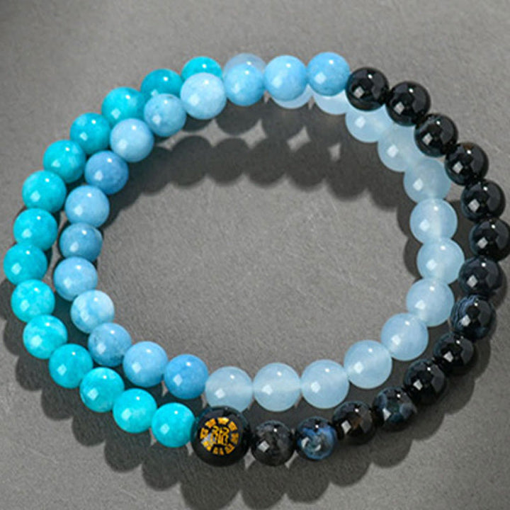 Buddha Stones Pięć Elementów Różny Agat Kryształ Chalcedon Biały Kryształ Biały Agat Bransoletka Szczęścia