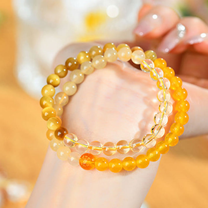 Buddha Stones Pięć Elementów Różny Agat Kryształ Chalcedon Biały Kryształ Biały Agat Bransoletka Szczęścia - image 34