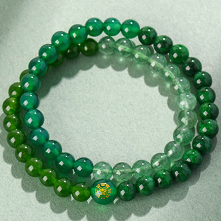 Buddha Stones Pięć Elementów Różny Agat Kryształ Chalcedon Biały Kryształ Biały Agat Bransoletka Szczęścia