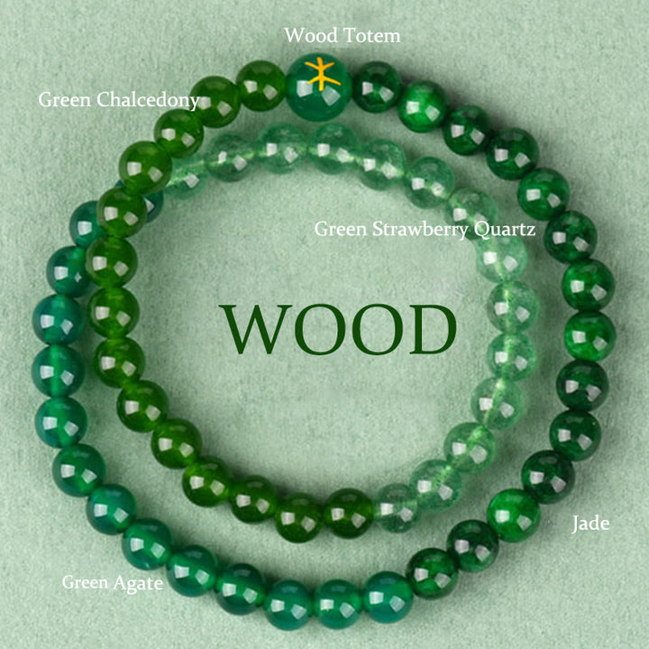 Buddha Stones Pięć Elementów Różny Agat Kryształ Chalcedon Biały Kryształ Biały Agat Bransoletka Szczęścia - Drewno (obwód nadgarstka: 14-16 cm) - image 8