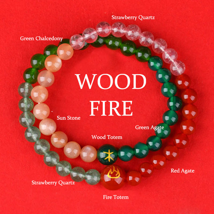 Buddha Stones Pięć Elementów Różnorodny Agat Kryształ Perła Czarny Onyks Biały Agat Biały Kryształ Bransoletka Szczęścia - Ogień z drewna (obwód nadgarstka: 14-16 cm) - image 11