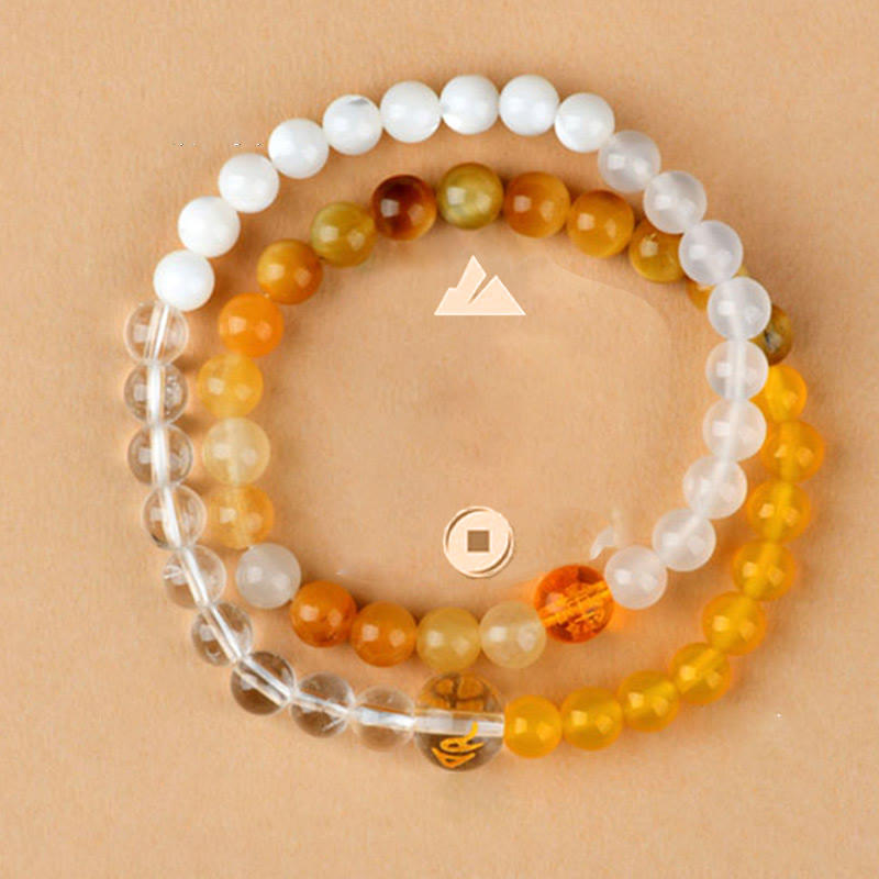 Buddha Stones Pięć Elementów Różnorodny Agat Kryształ Perła Czarny Onyks Biały Agat Biały Kryształ Bransoletka Szczęścia - image 32