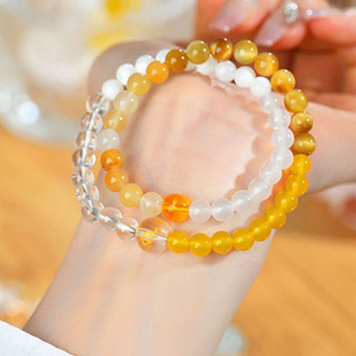 Buddha Stones Pięć Elementów Różnorodny Agat Kryształ Perła Czarny Onyks Biały Agat Biały Kryształ Bransoletka Szczęścia - image 34