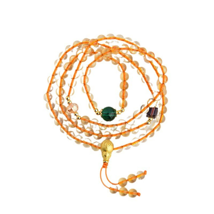 Buddha Stones 108 Mala Koraliki Cytryn Bransoletka Szczęścia