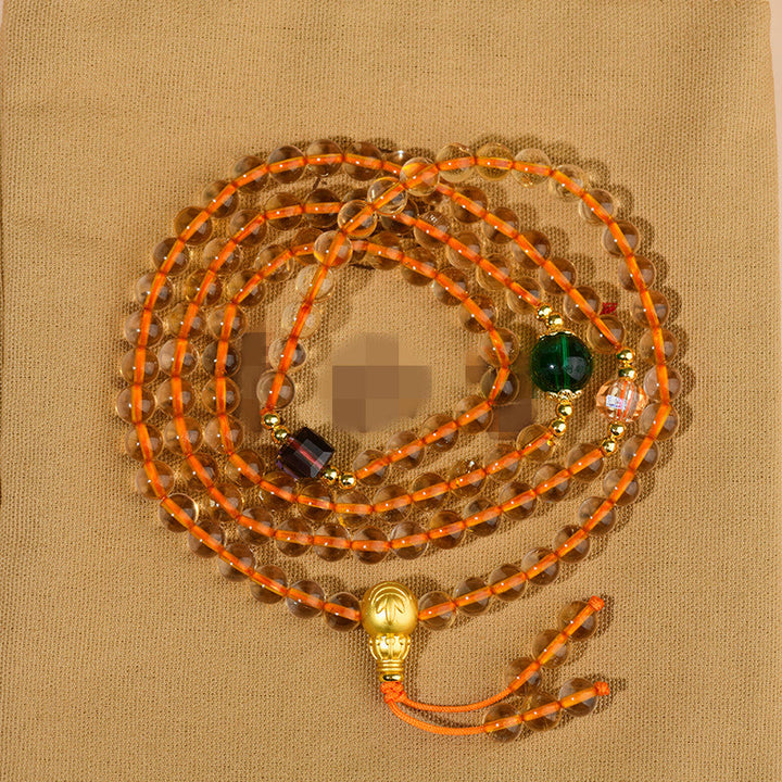 Buddha Stones 108 Mala Koraliki Cytryn Bransoletka Szczęścia