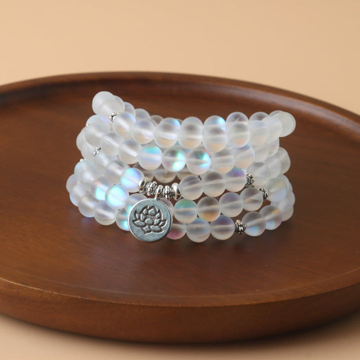 Buddha Stones 108 Mala Beads Glitter Stone Lotus Bransoletka Oświecenia