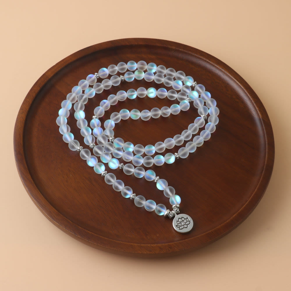 Buddha Stones 108 Mala Beads Glitter Stone Lotus Bransoletka Oświecenia