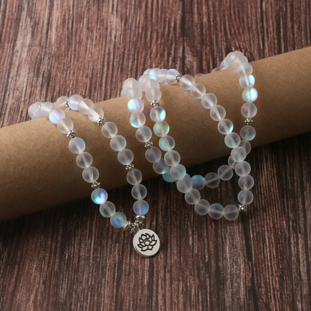 Buddha Stones 108 Mala Beads Glitter Stone Lotus Bransoletka Oświecenia