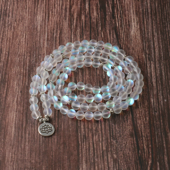 Buddha Stones 108 Mala Beads Glitter Stone Lotus Bransoletka Oświecenia