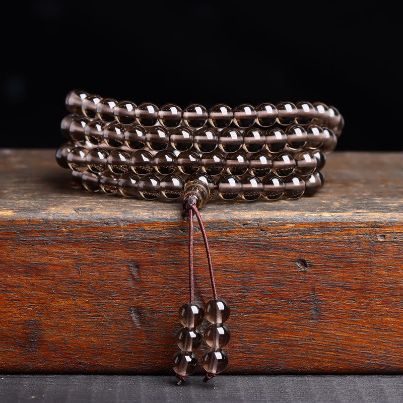 Buddha Stones 108 Mala Beads Czarny Obsydian Bransoletka Spełnienie Obsydianu
