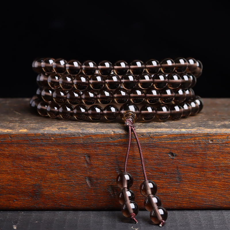 Buddha Stones 108 Mala Beads Czarny Obsydian Bransoletka Spełnienie Obsydianu