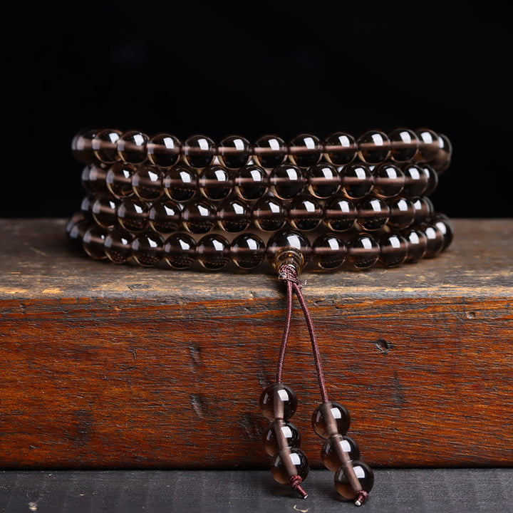 Buddha Stones 108 Mala Beads Czarny Obsydian Bransoletka Spełnienie Obsydianu