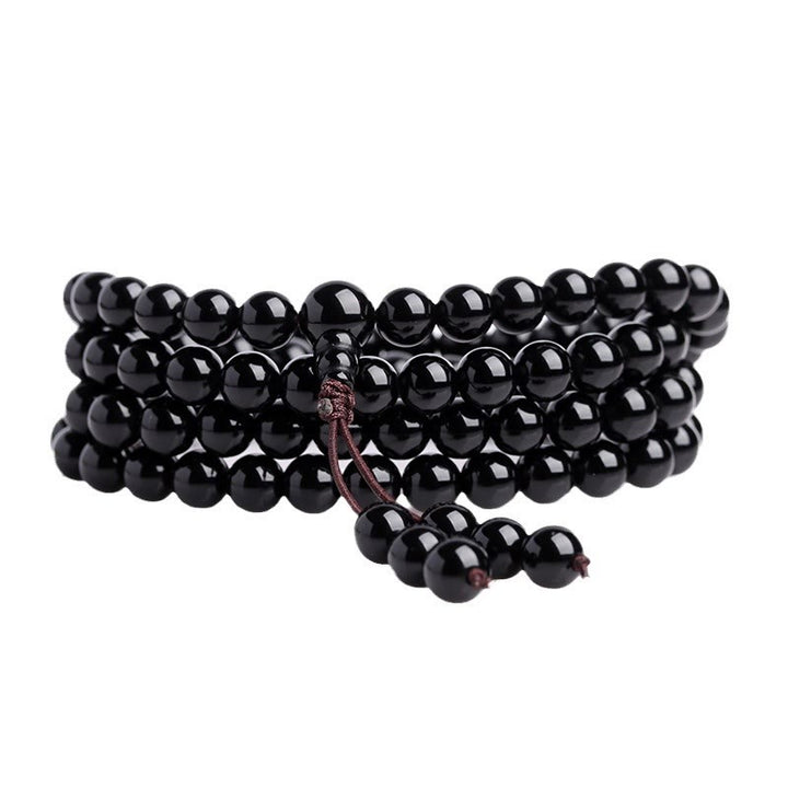 Buddha Stones 108 Mala Beads Czarny Obsydian Bransoletka Spełnienie Obsydianu