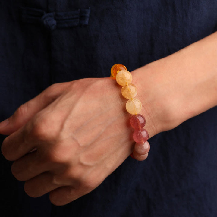 Buddha Stones Pięć Elementów Różnorodny Agat Kryształ Zielony Truskawkowy Kwarc Kamień Słoneczny Bransoletka Bogactwo - image 33