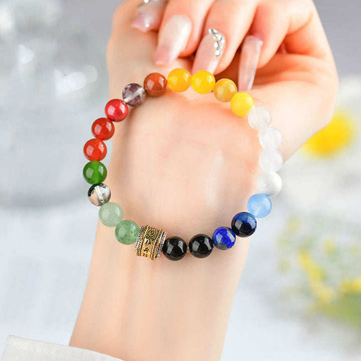 Buddha Stones Pięć Elementów Różnorodny Agat Kryształ Czerwony Agat Złoty Połysk Obsydian Żółty Agat Bransoletka Szczęścia - image 5