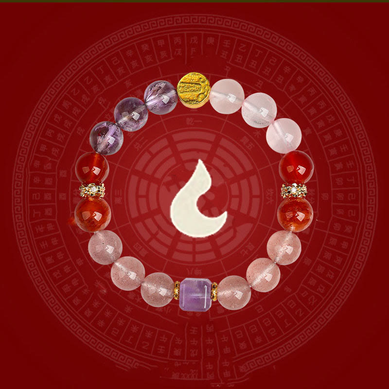 Buddha Stones Pięć Elementów Różnorodny Agat Kryształ Zielony Fantom Rutilated Kwarc Zielony Agat Winogronowy Malachit Bransoletka Szczęścia - image 18