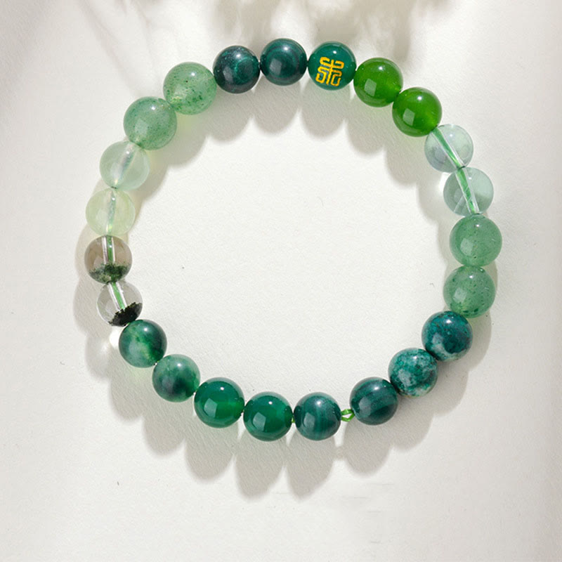 Buddha Stones Pięć Elementów Różnorodny Kryształ Agatu Kwarc Rutilowany Tygrysie Oko Żółty Agat Cytryn Bransoletka Szczęścia - Drewno (obwód nadgarstka: 14-16 cm) - 8 mm - image 18