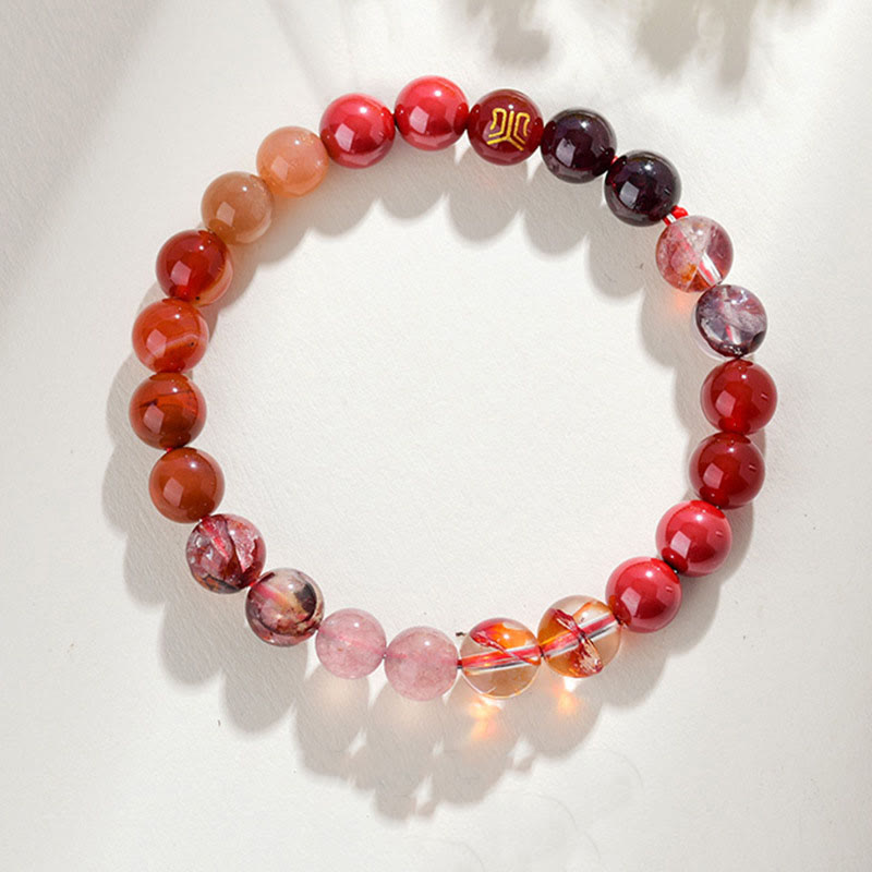 Buddha Stones Pięć Elementów Różnorodny Kryształ Agatu Kwarc Rutilowany Tygrysie Oko Żółty Agat Cytryn Bransoletka Szczęścia - Ogień (obwód nadgarstka: 14-16 cm) - 8 mm - image 28