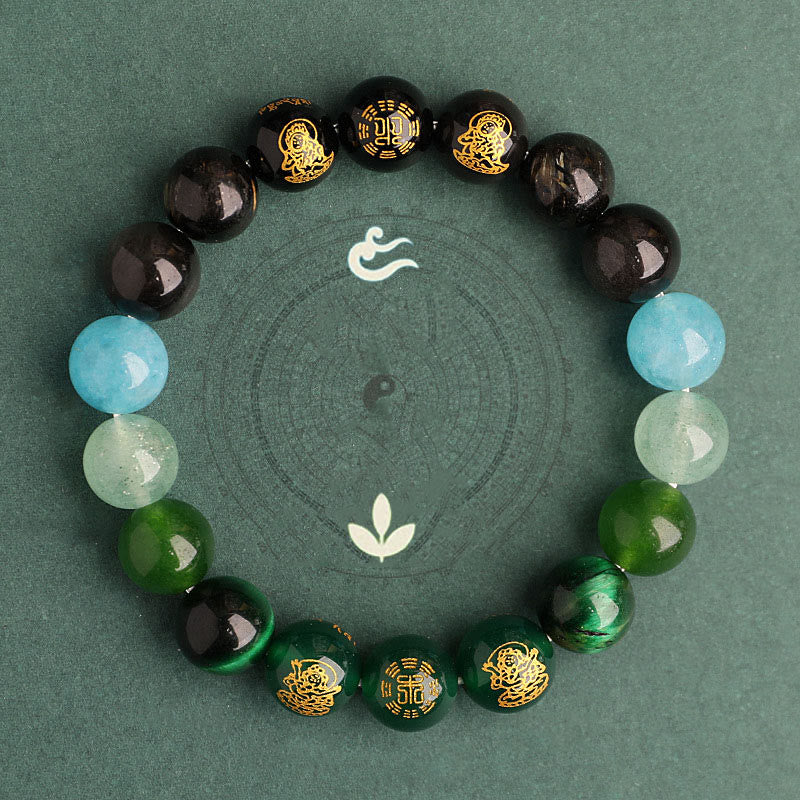 Buddha Stones Pięć Elementów Różnorodny Agat Kryształ Południowy Czerwony Agat Truskawka Kwarc Kamień Słoneczny Cytryn Bransoletka Szczęścia