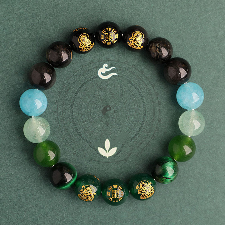 Buddha Stones Pięć Elementów Różnorodny Agat Kryształ Południowy Czerwony Agat Truskawka Kwarc Kamień Słoneczny Cytryn Bransoletka Szczęścia