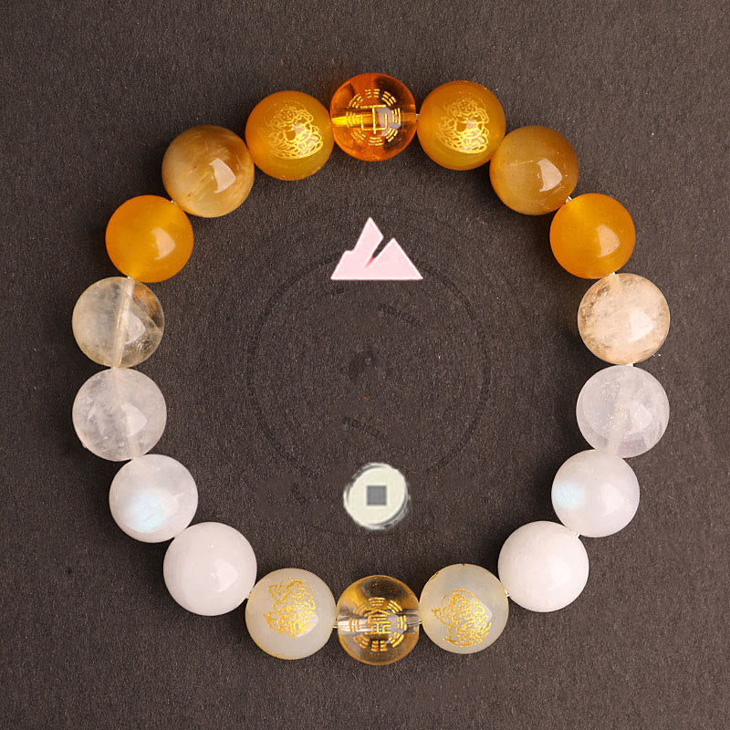 Buddha Stones Pięć Elementów Różnorodny Agat Kryształ Południowy Czerwony Agat Truskawka Kwarc Kamień Słoneczny Cytryn Bransoletka Szczęścia