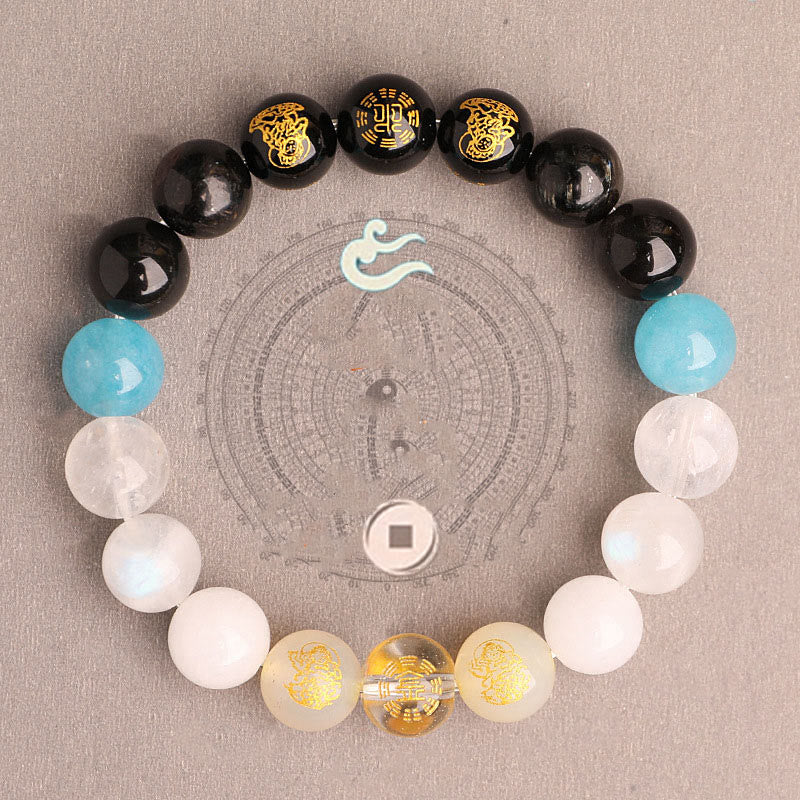 Buddha Stones Pięć Elementów Różnorodny Agat Kryształ Południowy Czerwony Agat Truskawka Kwarc Kamień Słoneczny Cytryn Bransoletka Szczęścia