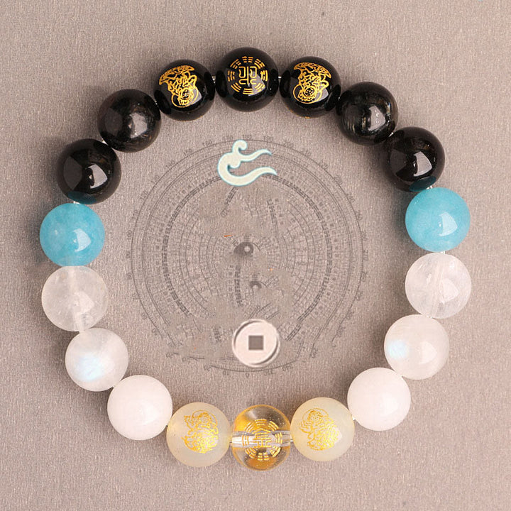 Buddha Stones Pięć Elementów Różnorodny Agat Kryształ Południowy Czerwony Agat Truskawka Kwarc Kamień Słoneczny Cytryn Bransoletka Szczęścia