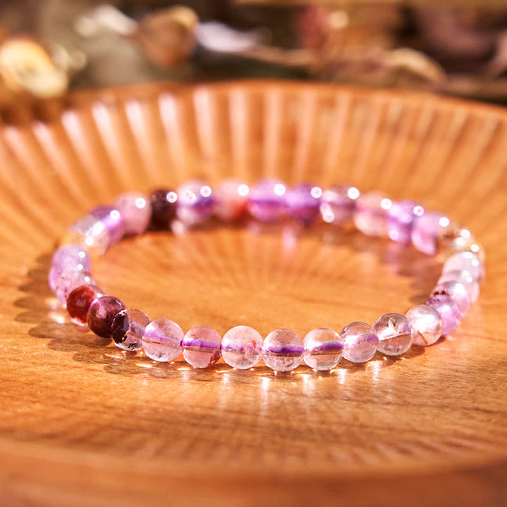 Bransoletka Buddha Stones Natural Purple Phantom Love Wisdom