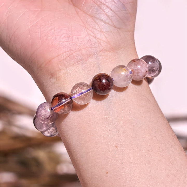 Bransoletka Buddha Stones Natural Purple Phantom Love Wisdom