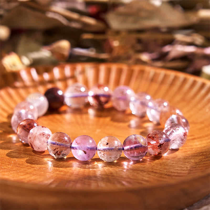 Bransoletka Buddha Stones Natural Purple Phantom Love Wisdom
