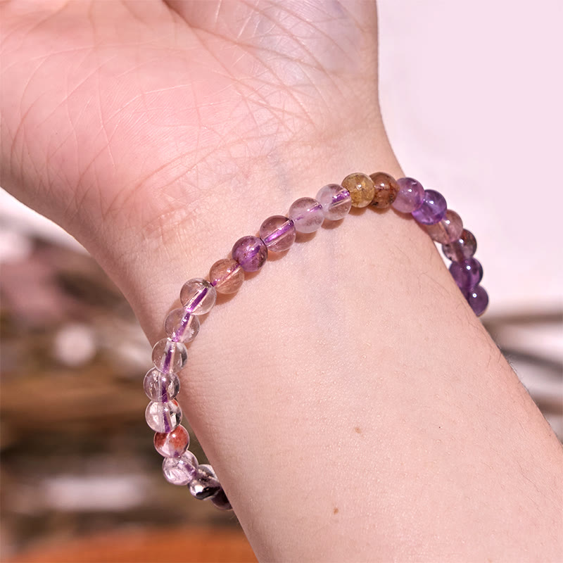 Bransoletka Buddha Stones Natural Purple Phantom Love Wisdom
