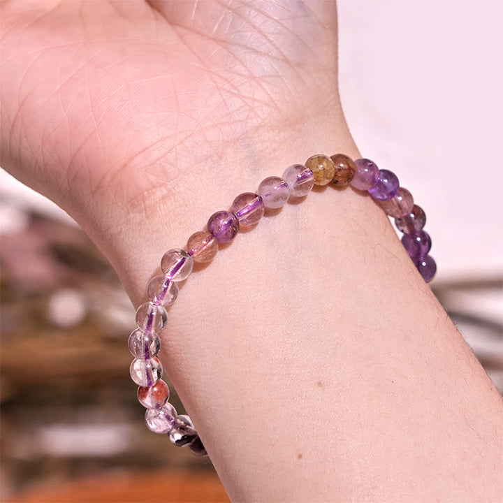 Bransoletka Buddha Stones Natural Purple Phantom Love Wisdom