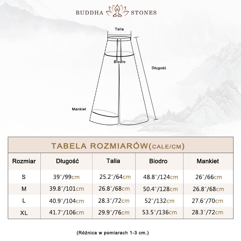 Buddha Stones Luźne Bawełniane Spodnie Z Szerokimi Nogawkami Ze Ściągaczem Do Jogi I Tańca Z Kieszeniami - image 5