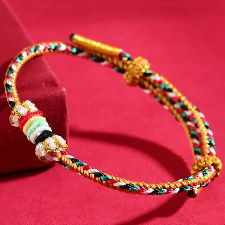 Buddha Stones Pięć Elementów Kolorowy sznurek Kompletność Węzeł Rafa Węzeł Warkocz Bransoletka Szczęścia