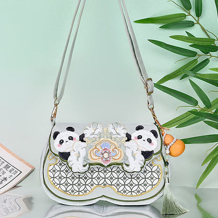 Buddha Stones Panda Kwiaty Gourd Wisiorek Torba Na Ramię Torba Crossbody