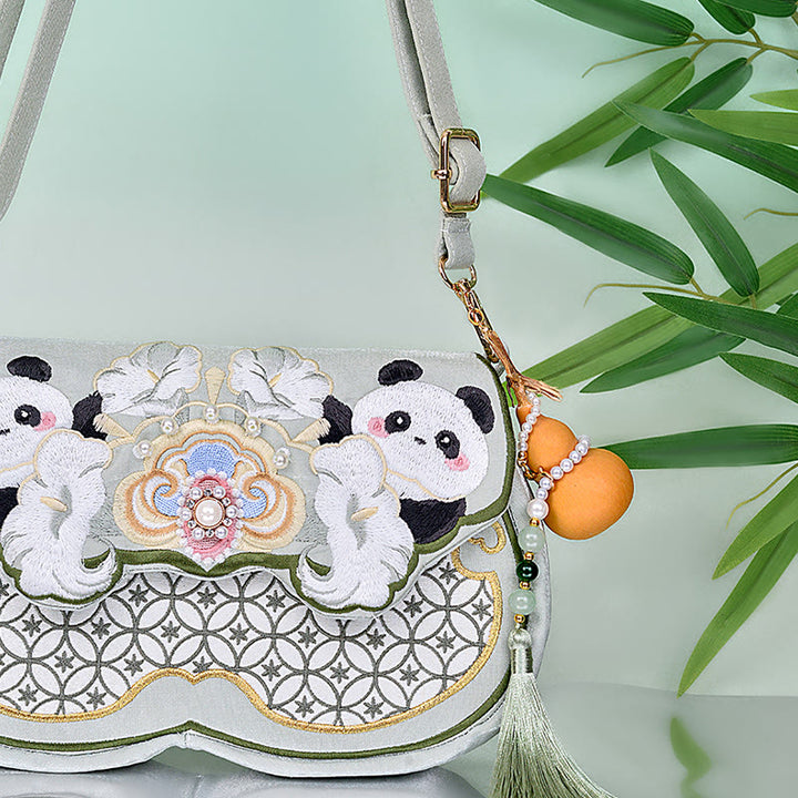 Buddha Stones Panda Kwiaty Gourd Wisiorek Torba Na Ramię Torba Crossbody