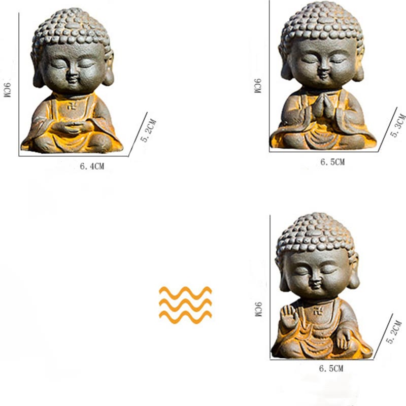 Buddha Stones Mały Medytujący Budda Żelazo Proszek Rdza Odlew Żywicy Statua Dekoracja Domu - image 5