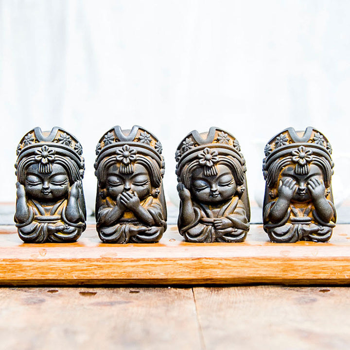 Buddha Stones Ręcznie Zakiram Żelazo Proszek Rdza Odlew Żywicy Statua Zen Dekoracja Domu