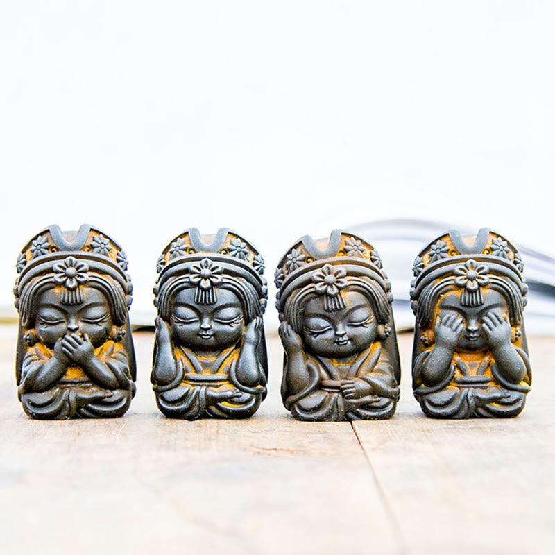 Buddha Stones Ręcznie Zakiram Żelazo Proszek Rdza Odlew Żywicy Statua Zen Dekoracja Domu
