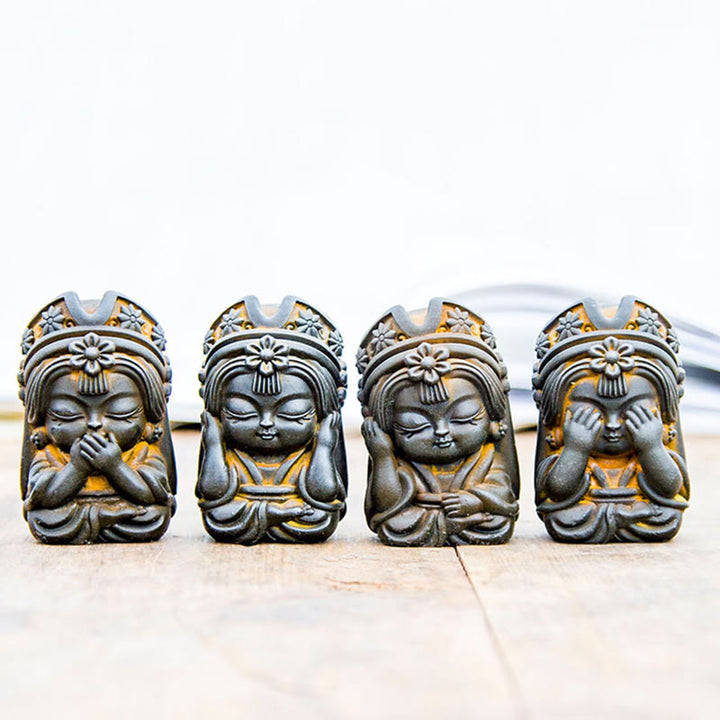 Buddha Stones Ręcznie Zakiram Żelazo Proszek Rdza Odlew Żywicy Statua Zen Dekoracja Domu