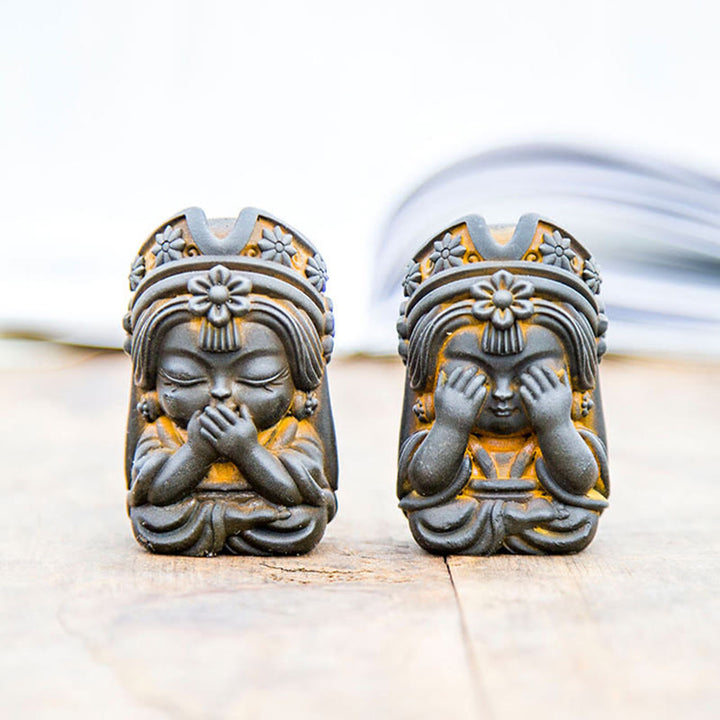 Buddha Stones Ręcznie Zakiram Żelazo Proszek Rdza Odlew Żywicy Statua Zen Dekoracja Domu - image 4