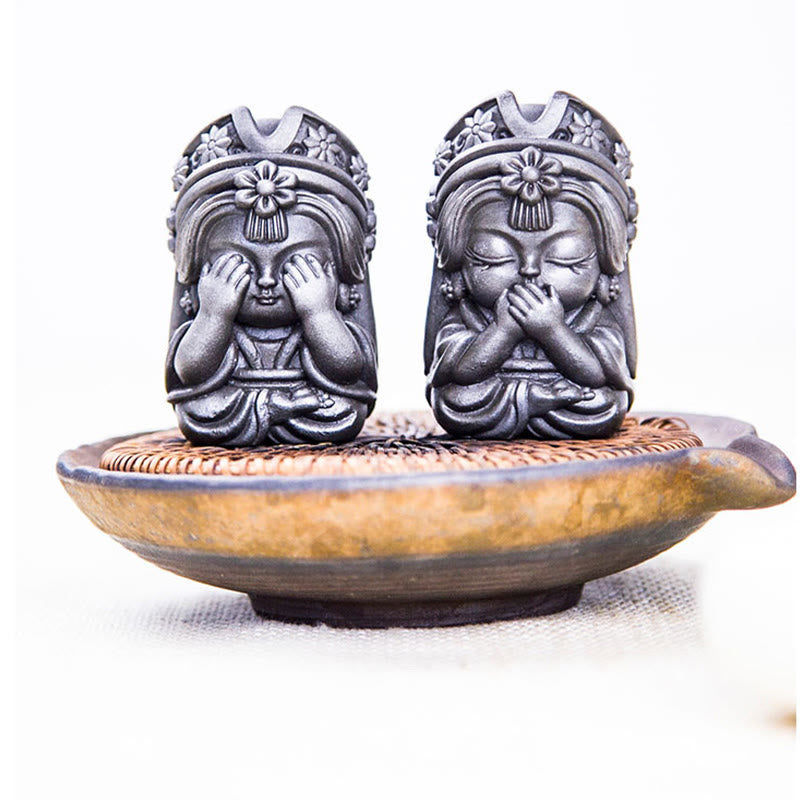 Buddha Stones Ręcznie Zakiram Żelazo Proszek Rdza Odlew Żywicy Statua Zen Dekoracja Domu - image 6